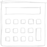 Ein transparentes Bild einer schematischen Darstellung eines Taschenrechners mit Tasten und einem Display.
Icon_Homepage_Kalkulation
