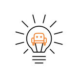 Ein Icon mit einer Glühbirne, in der ein orangefarbener Sessel gezeichnet ist, symbolisiert Ideen oder Innovation im Bereich Möbel oder Inneneinrichtung. Icon_Lehrstellen_Bootcamp