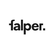 "falper."-Logo in fetten, schwarzen Buchstaben mit einem Punkt am Ende. Falper Logo