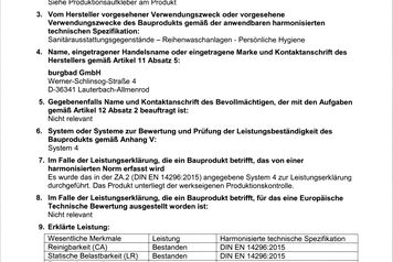 Leistungsbeschreibung Burgbad Mineralguss Reihen WT laut BauPVONr. 305_2011Ref4