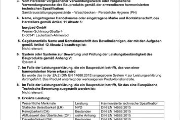 Leistungsbeschreibung Burgbad Mineralguss WT Aufsatz + Überlauf laut BauPVONr. 305_2011_Ref12