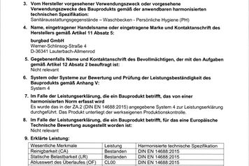 Leistungsbeschreibung Burgbad Mineralguss WT hängend laut BauPVONr. 305_2011_Ref11 Leistungsbeschreibung Burgbad Mineralguss WT hängend laut BauPVONr. 305_2011_Ref11