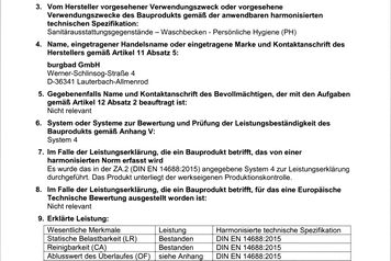 Leistungsbeschreibung Burgbad Mineralguss WT Aufsatz + Überlauf laut BauPVONr. 305_2011_Ref13