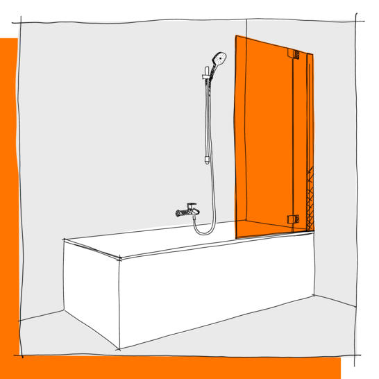 Dusche Duschabtrennung Wannenfaltwand